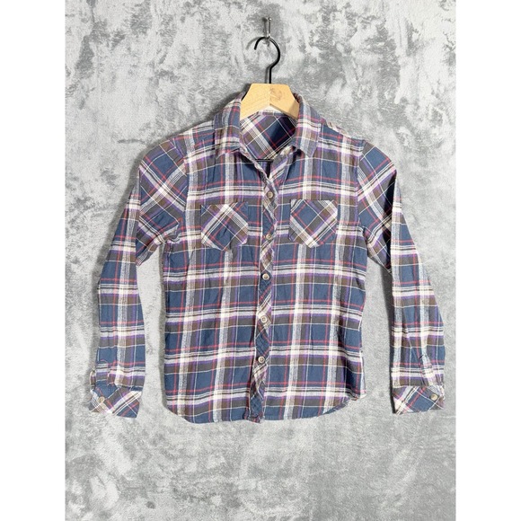 Browny Other - BROWNY Kids Flannel Shirt Blue Red Plaid Cotton Long Sleeve Button Up